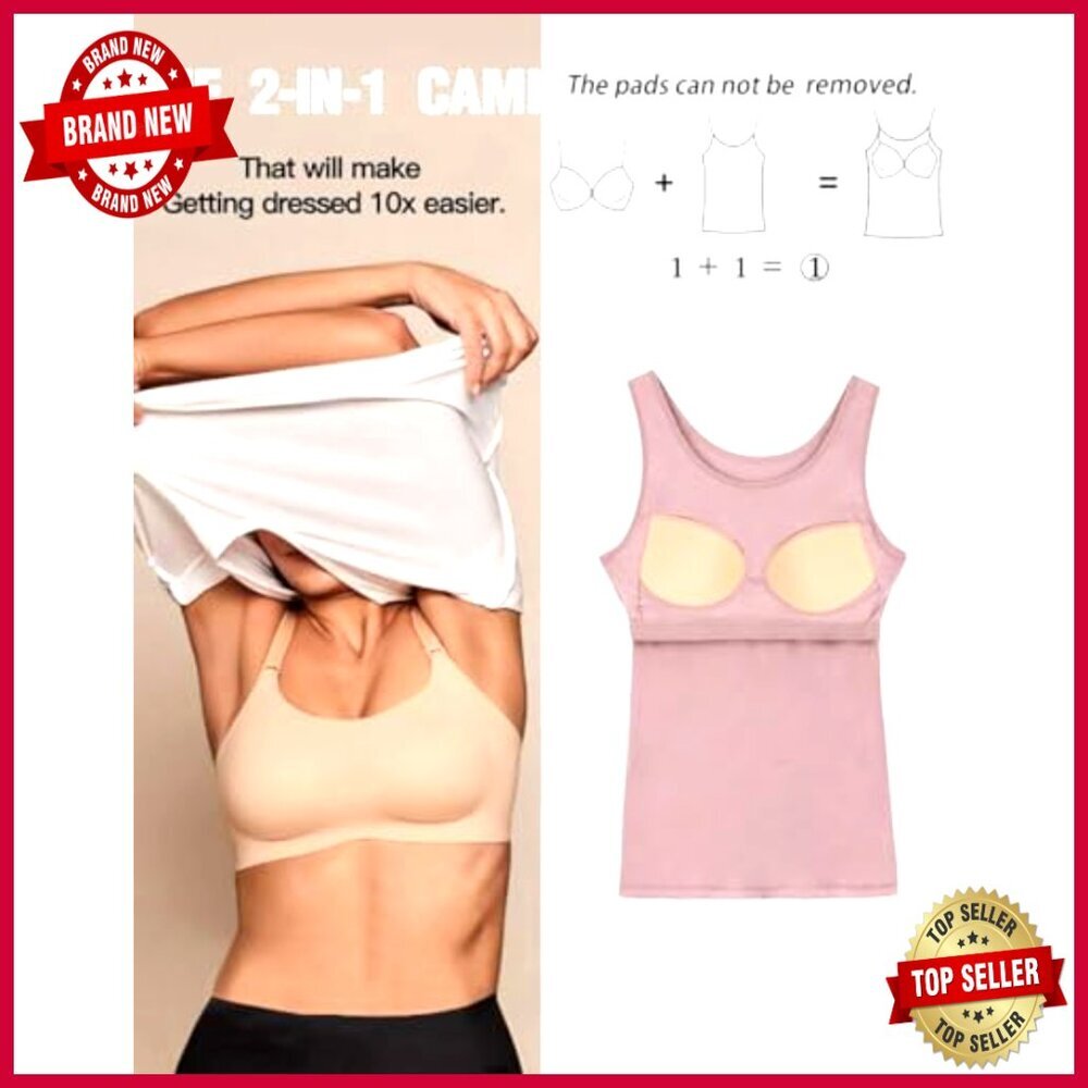 Built-in Bra Tank Top for Women, Casual Yoga Layer Camisole, S-3XL - Picture 3 of 6